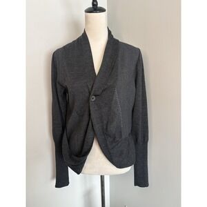 Crea Concept Gray Asymmetric Sweater Jacket Cardigan Merino Wool Size 40, US 8
